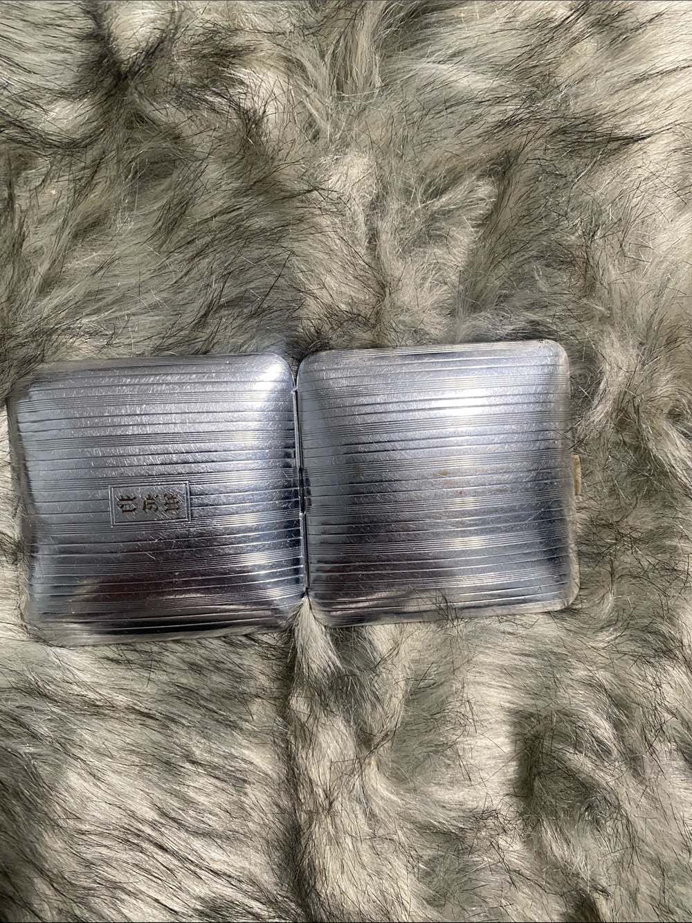 Classic Silver Metal Money Clip Card Case - Sleek Striped Finish